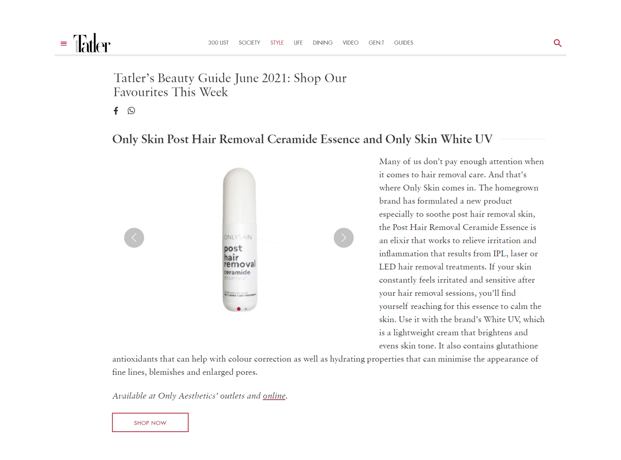 Many of us do not pay enough attention when it comes to hair removal care and that is where ONLYSKIN Post Hair Removal series comes in! The Post Hair Removal Ceramide Essence is an elixir that relieves irritation and inflammation resulting from IPL, Laser or LED hair removal treatments, while White UV works to whiten, brighten, and even skin tones such as the underarm and Brazilian areas.