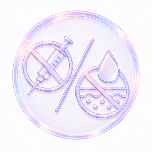 Icon representing a needle-free, non-stripping brightening treatment
